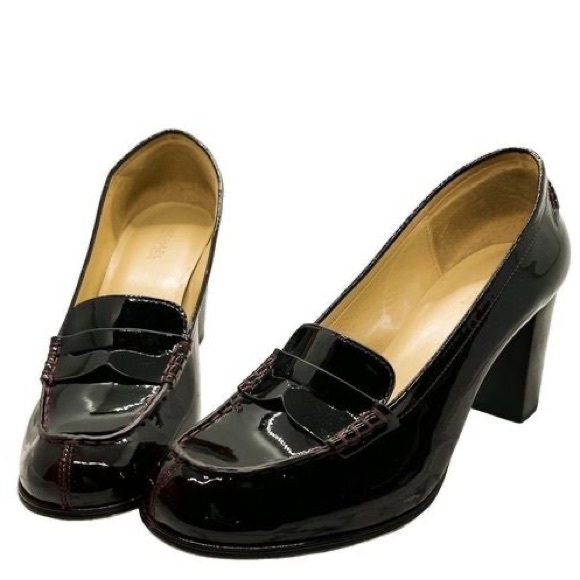 MICHAEL Michael Kors Bayville Plum Patent Leather Slip-On Loafer Heels, Size 5 - Picture 13 of 16